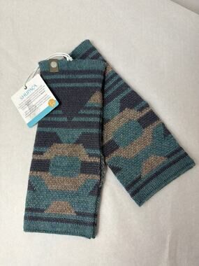 NWT Shupaca 100% Baby Alpaca TEAL Handmade PERU Handwarmer Fingerless Gloves